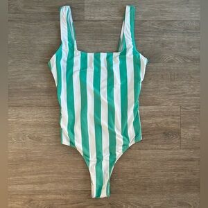 Primark Women’s Turquoise and White Striped Swimsuit